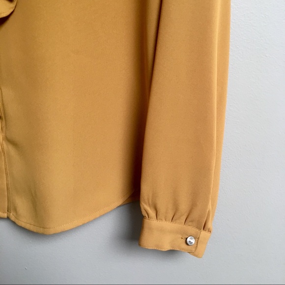 Karl Lagerfeld Paris mustard yellow blouse - Picture 4 of 8